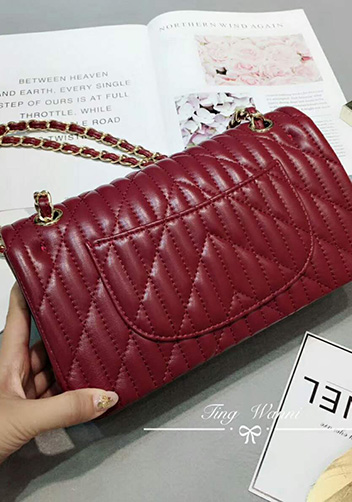 Adele Quilted Lambskin Leather Flap Bag Burgundy