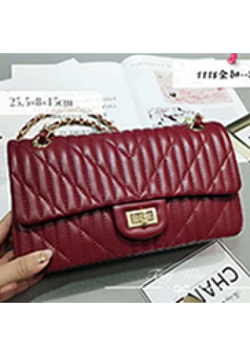 Adele Quilted Lambskin Leather Flap Bag Burgundy