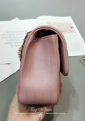Adele Quilted Lambskin Leather Flap Bag Pink