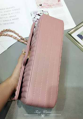 Adele Quilted Lambskin Leather Flap Bag Pink
