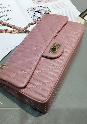 Adele Quilted Lambskin Leather Flap Bag Pink