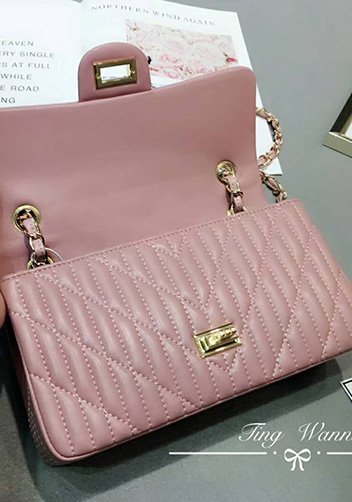 Adele Quilted Lambskin Leather Flap Bag Pink