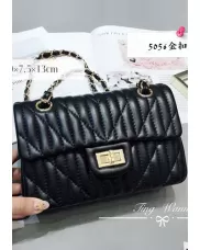 Adele Quilted Lambskin Leather Flap Mini Bag Black