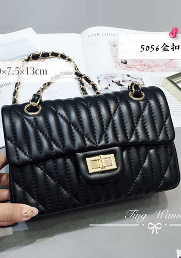 Adele Quilted Lambskin Leather Flap Mini Bag Black
