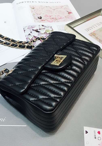 Adele Quilted Lambskin Leather Flap Mini Bag Black