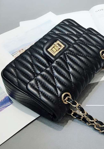 Adele Quilted Lambskin Leather Flap Mini Bag Black