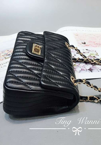 Adele Quilted Lambskin Leather Flap Mini Bag Black