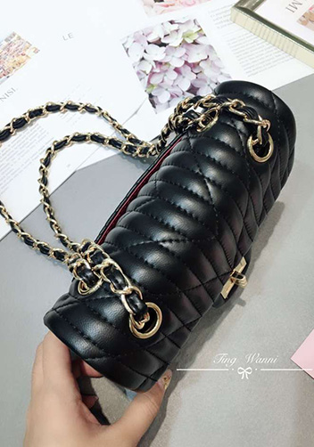 Adele Quilted Lambskin Leather Flap Mini Bag Black
