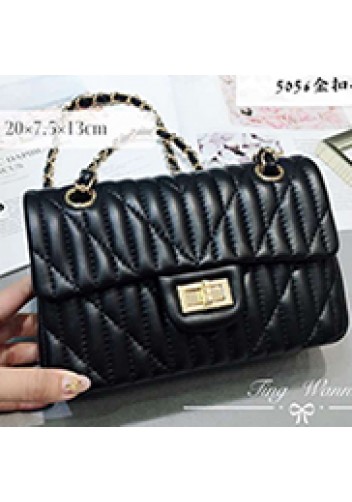 Adele Quilted Lambskin Leather Flap Mini Bag Black
