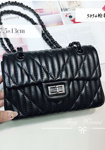 Adele Quilted Lambskin Leather Flap Mini Bag Black With Hematite Hardware