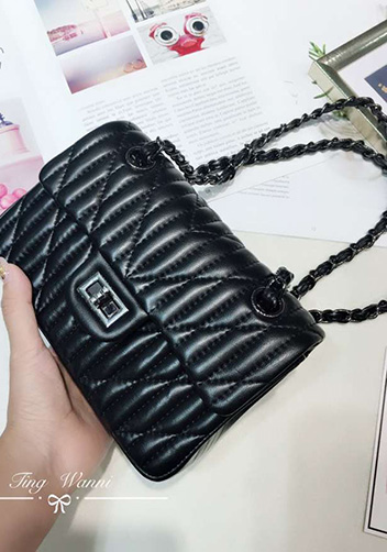 Adele Quilted Lambskin Leather Flap Mini Bag Black With Hematite Hardware