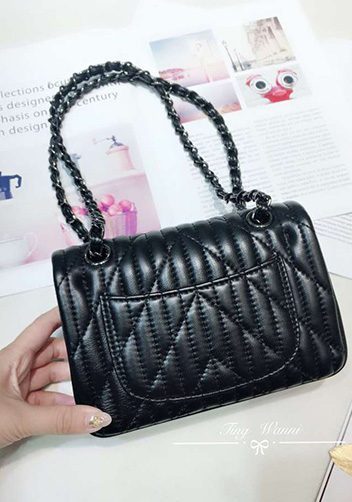 Adele Quilted Lambskin Leather Flap Mini Bag Black With Hematite Hardware
