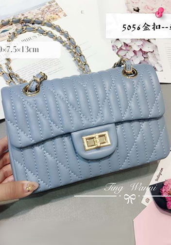Adele Quilted Lambskin Leather Flap Mini Bag Blue