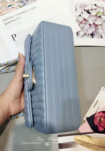 Adele Quilted Lambskin Leather Flap Mini Bag Blue