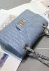 Adele Quilted Lambskin Leather Flap Mini Bag Blue