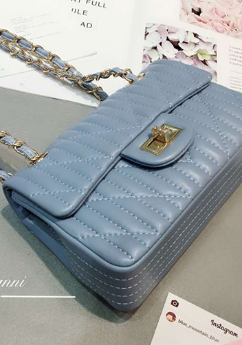 Adele Quilted Lambskin Leather Flap Mini Bag Blue