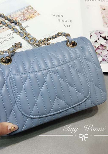 Adele Quilted Lambskin Leather Flap Mini Bag Blue