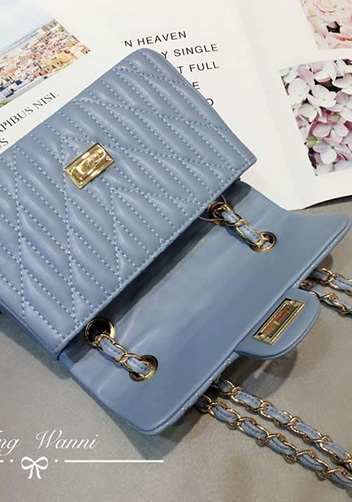 Adele Quilted Lambskin Leather Flap Mini Bag Blue