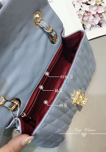 Adele Quilted Lambskin Leather Flap Mini Bag Blue
