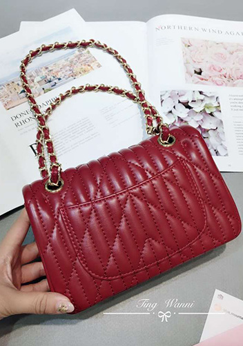 Adele Quilted Lambskin Leather Flap Mini Bag Burgundy