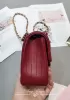 Adele Quilted Lambskin Leather Flap Mini Bag Burgundy