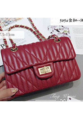 Adele Quilted Lambskin Leather Flap Mini Bag Burgundy