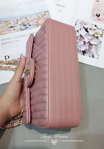 Adele Quilted Lambskin Leather Flap Mini Bag Pink