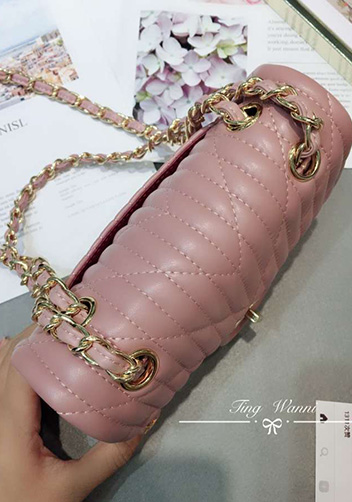 Adele Quilted Lambskin Leather Flap Mini Bag Pink