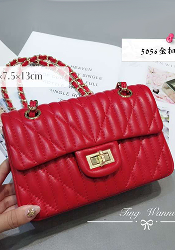 Adele Quilted Lambskin Leather Flap Mini Bag Red