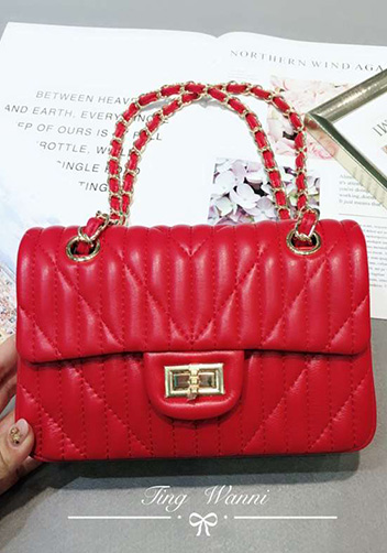 Adele Quilted Lambskin Leather Flap Mini Bag Red