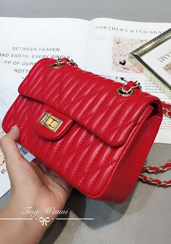 Adele Quilted Lambskin Leather Flap Mini Bag Red