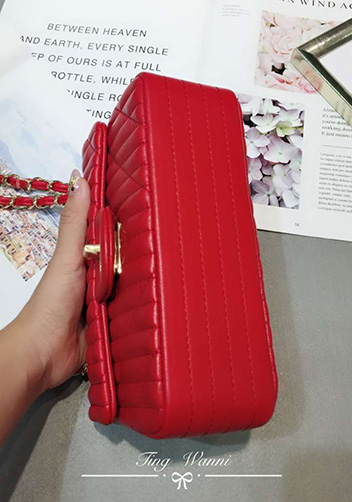 Adele Quilted Lambskin Leather Flap Mini Bag Red