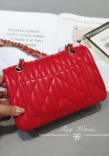 Adele Quilted Lambskin Leather Flap Mini Bag Red