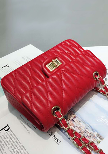 Adele Quilted Lambskin Leather Flap Mini Bag Red