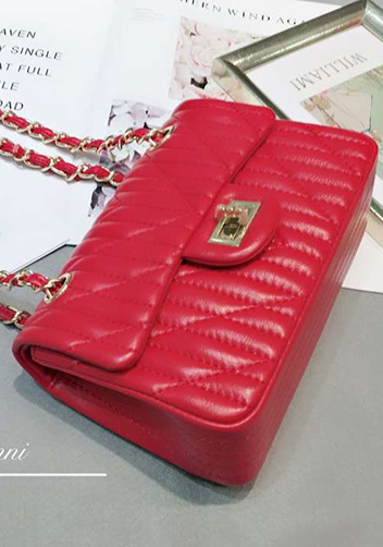 Adele Quilted Lambskin Leather Flap Mini Bag Red
