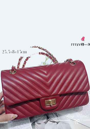 Adele V Shape Lambskin Leather Flap Bag Burgundy