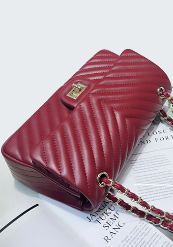 Adele V Shape Lambskin Leather Flap Bag Burgundy