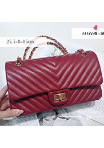 Adele V Shape Lambskin Leather Flap Bag Burgundy