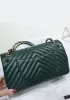 Adele V Shape Lambskin Leather Flap Bag Green