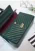Adele V Shape Lambskin Leather Flap Bag Green