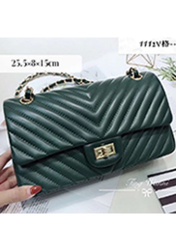 Adele V Shape Lambskin Leather Flap Bag Green
