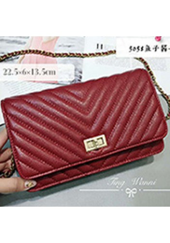 Adeline Grain Leather Shoulder Bag Burgundy