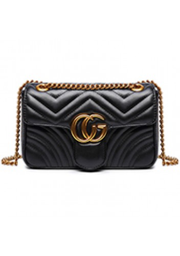 Hannah Flap Large Bag Faux Leather CG Logo Black