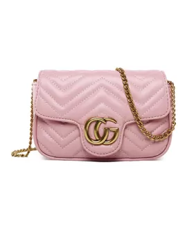 Hannah Flap Mini Bag Faux Leather CG Logo Pink