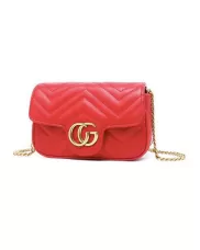 Hannah Flap Mini Bag Faux Leather CG Logo Red