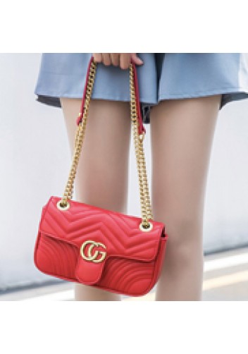 Hannah Flap Small Bag Faux Leather CG Logo Red