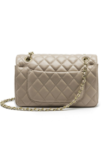 Adele Flap Medium Bag Faux Leather Beige Gold Hardware