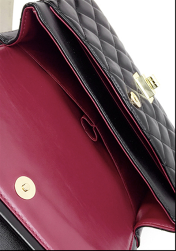Adele Flap Medium Bag Faux Leather Black Gold Hardware