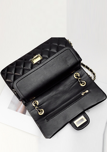 Adele Flap Medium Bag Faux Leather Black Gold Hardware