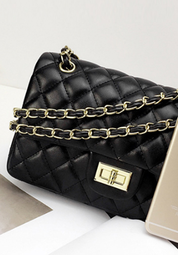 Adele Flap Medium Bag Faux Leather Black Gold Hardware